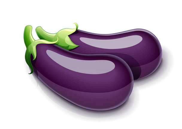 Eggplant. Vegetable food, Isolated on white background. Eps10 vector illustration. - Vektör, Görsel