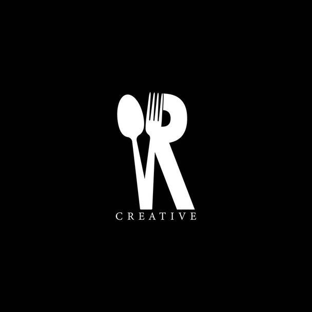Combinaison fourchette et cuillère R lettre logo. - Vecteur, image