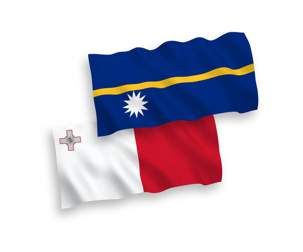 Zászló Málta és a Nauru Köztársaság fehér alapon - Vektor, kép