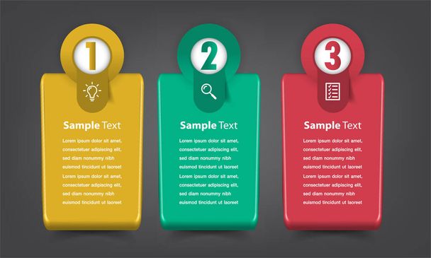 colorful infographics banner template with text boxes, digital card for web design - Διάνυσμα, εικόνα