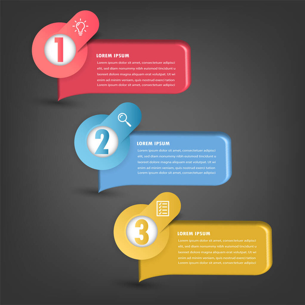 modelo de banner infográficos coloridos com caixas de texto, cartão digital para web design - Vetor, Imagem
