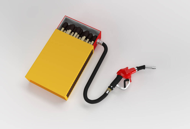 3D Render открыл макет Blank Matchbox с отверстием топливного насоса, изолированным на цветном фоне - Фото, изображение