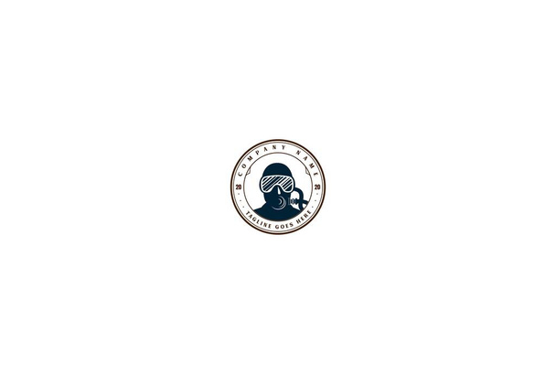 Ретро-винтажная маска для подводного плавания спортивного клуба Logo Design Vector - Вектор,изображение