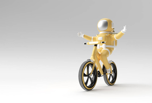 3D Render koncepció űrhajós kerékpár 3D art design illusztráció. - Fotó, kép
