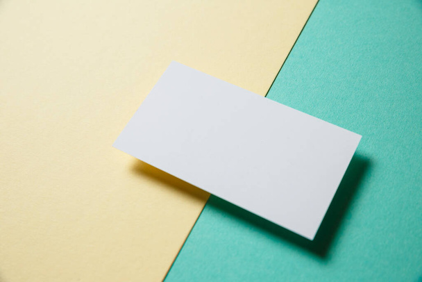 Business cards blank. Mockup on color background. Flat Lay. copy space for text - Zdjęcie, obraz