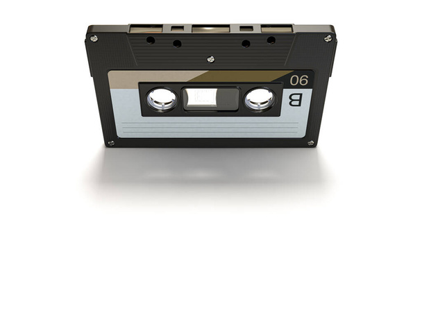 Un concept montrant une cassette audio vintage sur fond isolé - rendu 3D - Photo, image