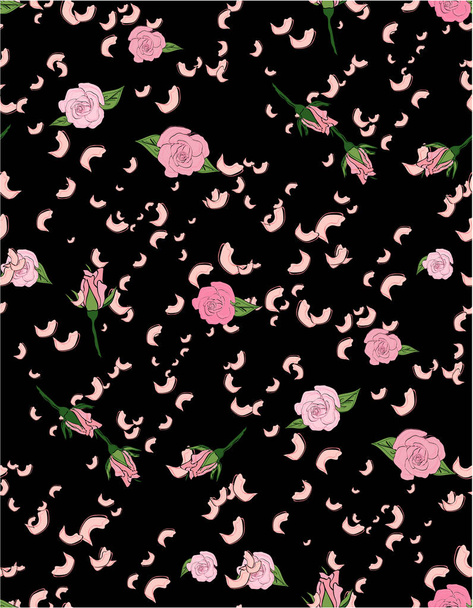 Seamless floral background with bouquets of roses. Vintage pattern for wallpaper, fabric, digital paper, etc. Shabby chic style pattern. - Wektor, obraz