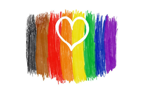 Drawing hearts on rainbow colors, concept for lgbtqai celebrations in pride month around the world in June 25. - Photo, Image