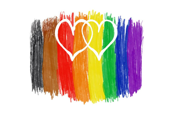 Drawing hearts on rainbow colors, concept for lgbtqai celebrations in pride month around the world in June 25. - Photo, Image
