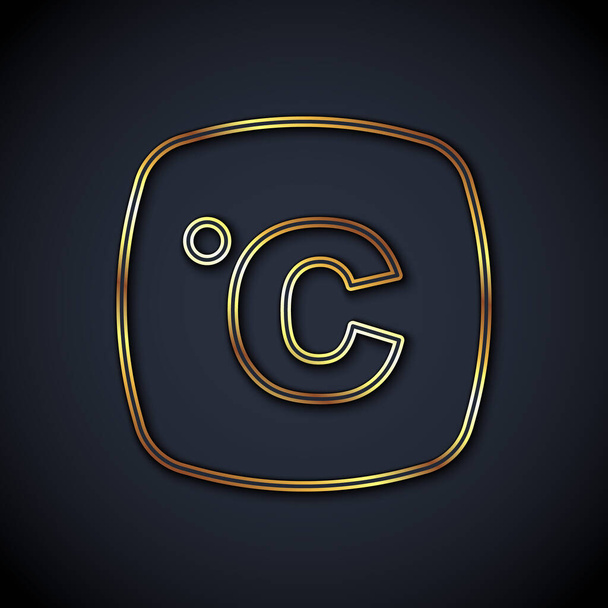 Gold line Celsius icon isolated on black background.  Vector. - Vector, Image