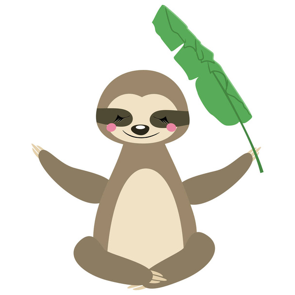 Cute sloth in cartoon style. Vector illustration. - Διάνυσμα, εικόνα