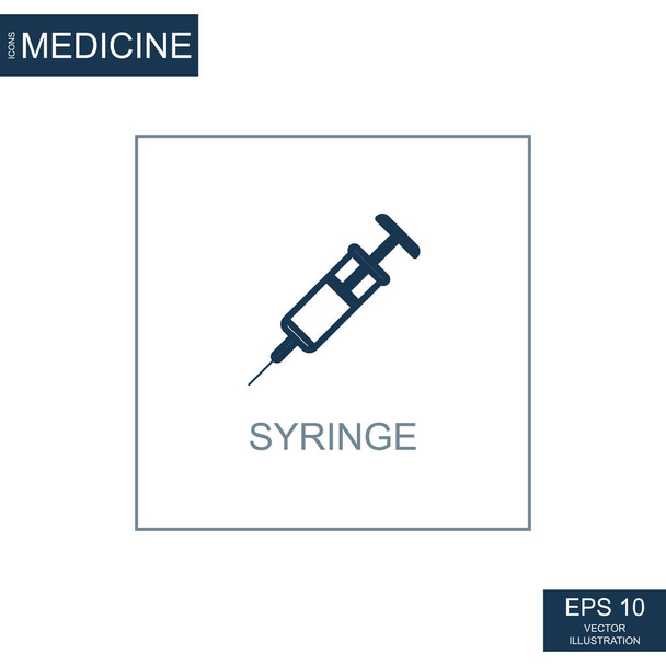 Abstract web icon, science medicine syringe - Vector illustration - Διάνυσμα, εικόνα