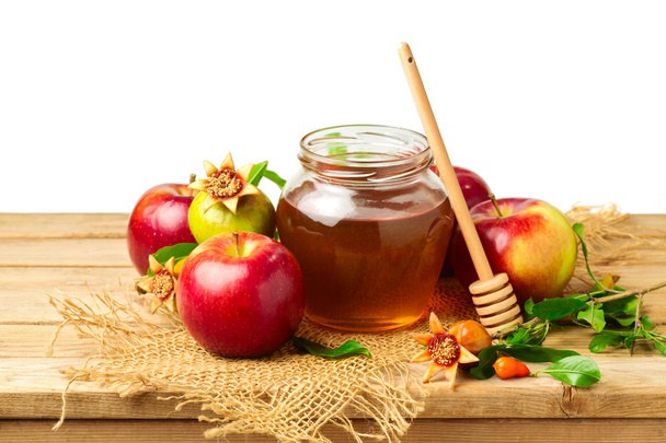 Honey, apple and pomegranate - Photo, Image