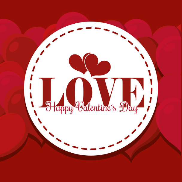 Χαρούμενη κάρτα ημέρα του Αγίου Βαλεντίνου με καρδιές - Διάνυσμα, εικόνα
