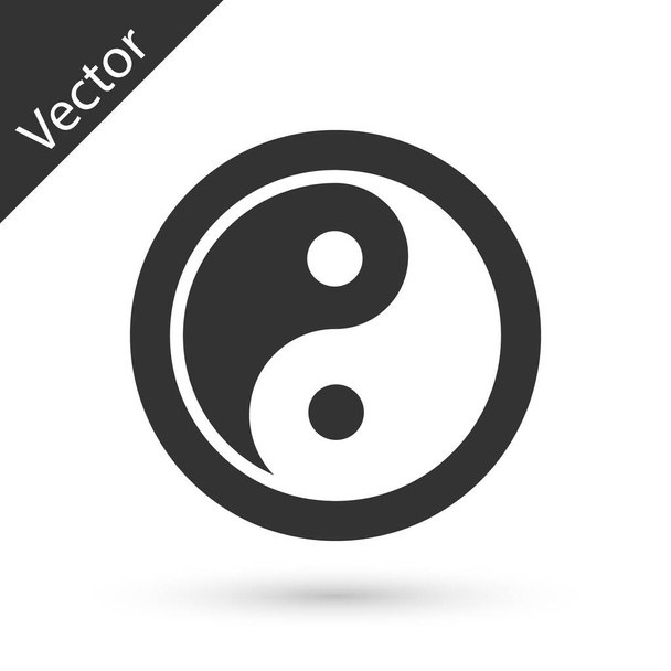 Grey Yin Yang symbol harmonie a vyvážení ikony izolované na bílém pozadí. Vektor. - Vektor, obrázek