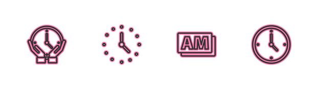 Définir l'horloge de ligne, AM, et l'icône. Vecteur - Vecteur, image