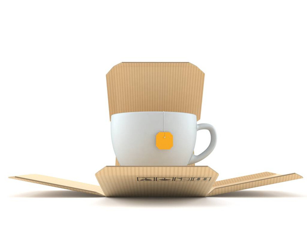 Tea cup inside package - Foto, Imagen