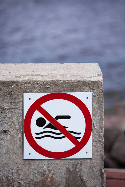 No swimming sign on the beach. - Photo, Image