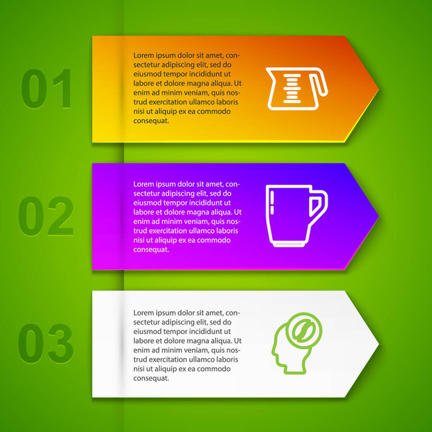 Set line Coffee pot, cup, Barista and Location with coffee bean. Business infographic template. Vector - Vector, Image