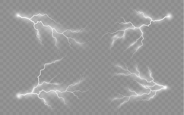 ジッパー、雷雨と効果の雷のセット. - 写真・画像