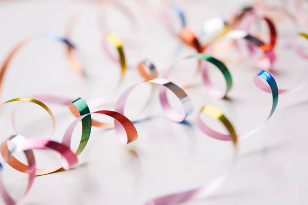 holiday colorful ribbons isolated on white background, close view  - Photo, Image