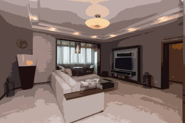 Interior of an elite apartment in sochi - Vector, Image