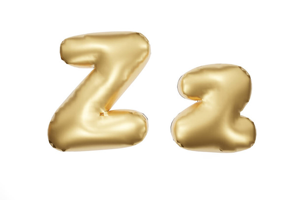 Altın şişirilebilir karakterden yapılmış İngiliz alfabesi. Parti dekorasyonu, yıldönümü, kutlama, karnaval. 3d oluşturma - Fotoğraf, Görsel