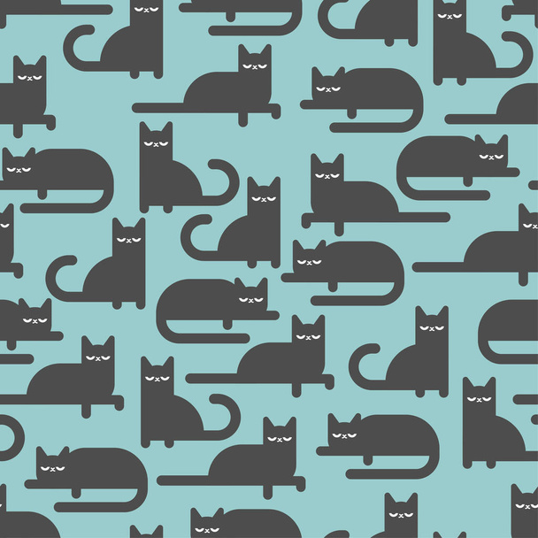Black cat pattern seamless. Pet background. Baby fabric texture - Vector, Image
