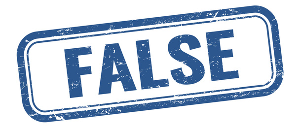 Текст FALSE на синей граненой винтажной прямоугольной марке. - Фото, изображение