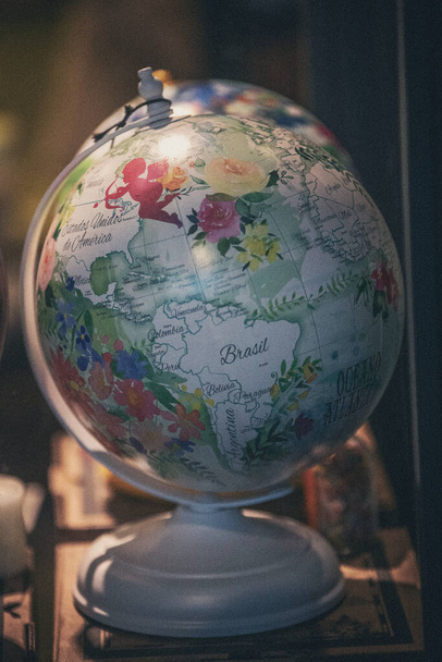 closeup view of the globe with flowers - Photo, Image