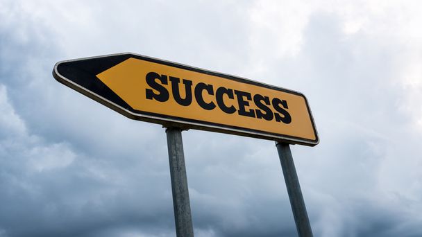 Signboard and arrow with the word - Success - Photo, Image