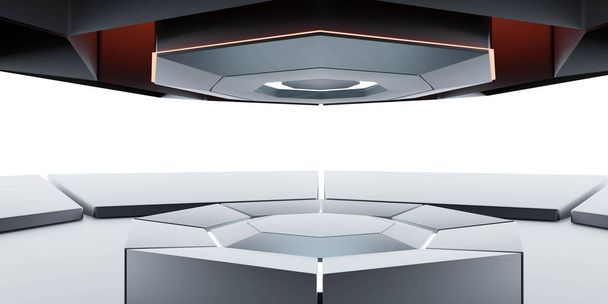 futuristico vuoto prodotto Visualizza caso stand podio con futuristico studio sfondo 3d rendering illustrazione - Foto, immagini