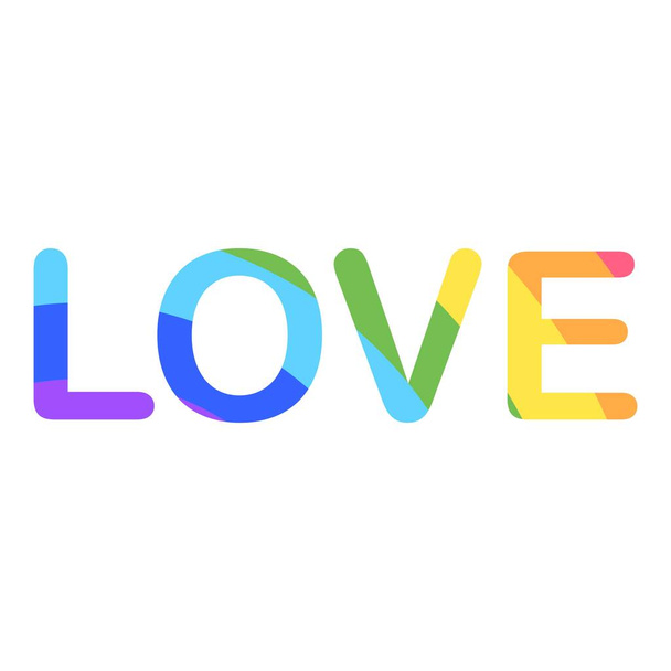 Rainbow Heart with Love text print art - Vektör, Görsel