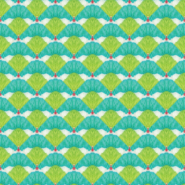 Japanese Watercolor Seamless Pattern. Tie-Dye, Wabi Sabi. Rough Paint Brush Asiatic Teal. Geometric Hand Painted Textile Texture. Floral Geometric Male Summer Pattern. Watercolor Brush Paint. - Photo, Image