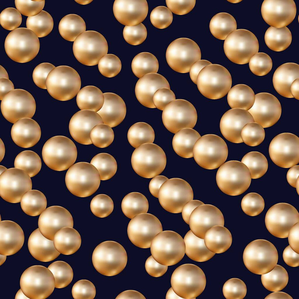 Gouden parels 3d op een donkere achtergrond - Vector, afbeelding