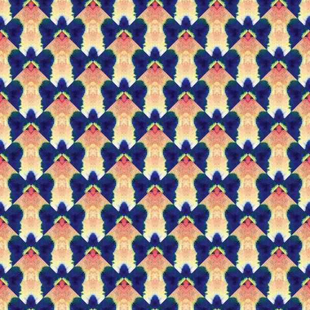 Japanese Watercolor Seamless Pattern. Tie-Dye, Wabi Sabi. Geometric Hand Painted Fashion Design. Watercolor Brush Paint. Natural Geometric Male Summer Pattern. Grunge Paint Brush Oriental Teal. - Photo, Image