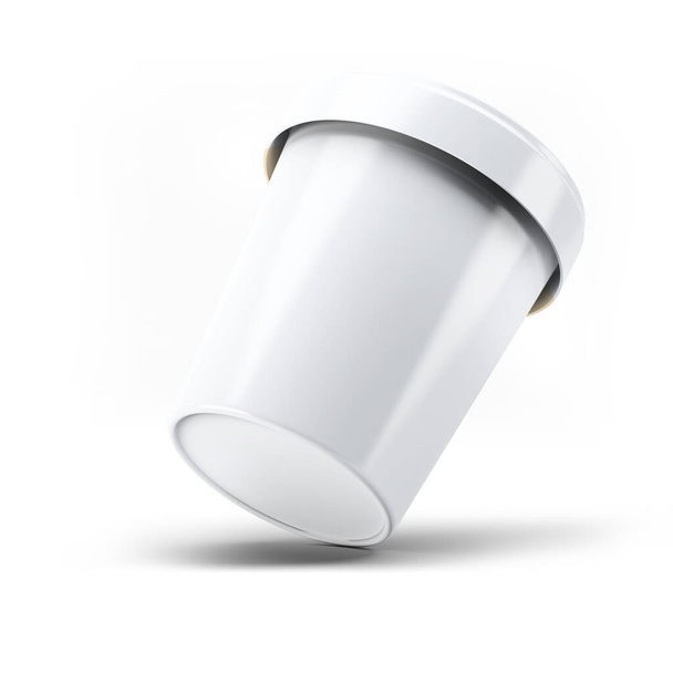 3D rendu blanc boîte en plastique de récipient de crème glacée pour votre conception et logo Mock Up. adapté à votre élément de conception . - Photo, image