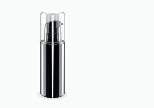 背景から隔離された黒光沢のあるスプレーブールモックアップ:シャンプープラスチックボトルパッケージデザイン。ブランク衛生、医療、ボディまたは顔のケアテンプレート。3Dイラスト - 写真・画像