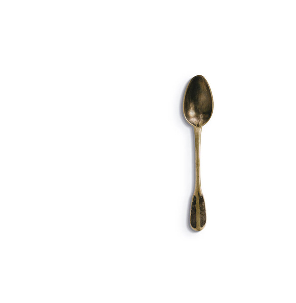 Flat lay vintage spoon on white background. classical concept design. - Photo, Image