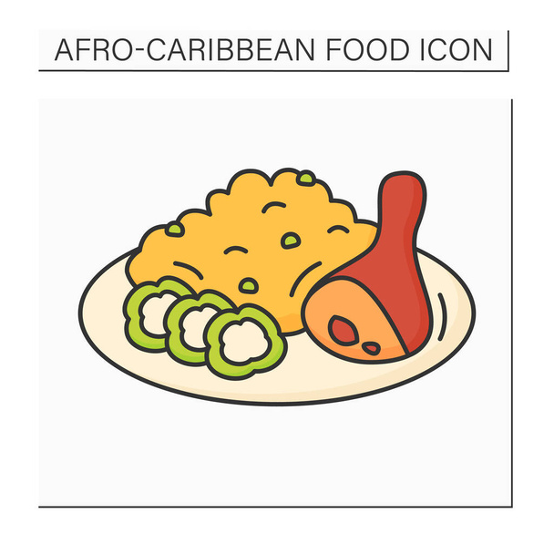 アフリカ-カリブ海料理の色のアイコン - ベクター画像