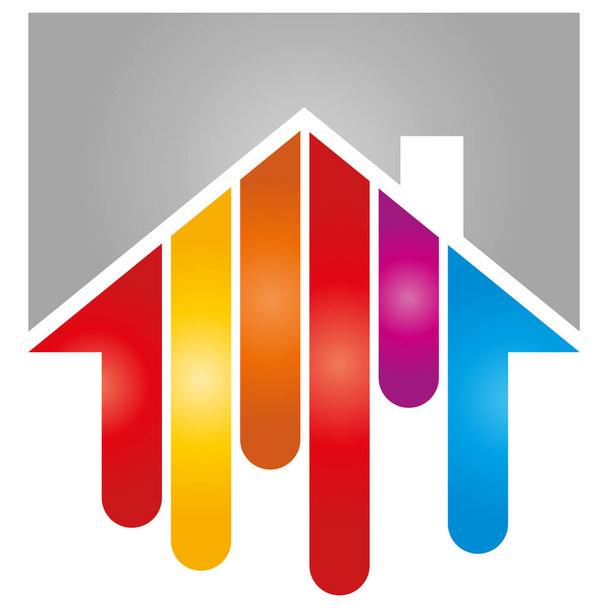 Σπίτι σε χρώμα, ζωγράφος, λογότυπο, φόντο  - Διάνυσμα, εικόνα