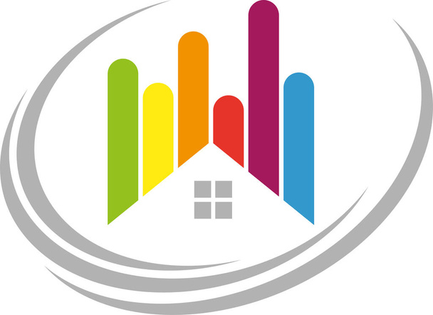 Haus in Farbe, Maler, Logo, Hintergrund  - Vektor, Bild