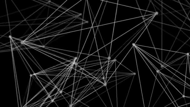 Δίκτυο γραμμών και κουκκίδων που συνδέονται σε κίνηση σε μαύρο φόντο. Φουτουριστικό κινούμενο νευρικό πλέγμα. μελλοντική έννοια της τεχνολογίας - Πλάνα, βίντεο