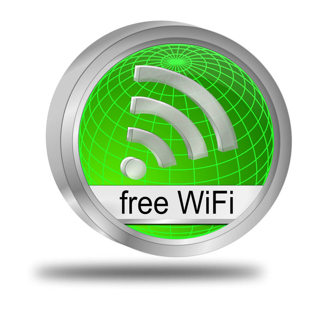 bezdrátové Wi-Fi zdarma zelené tlačítko - 3D ilustrace - Fotografie, Obrázek