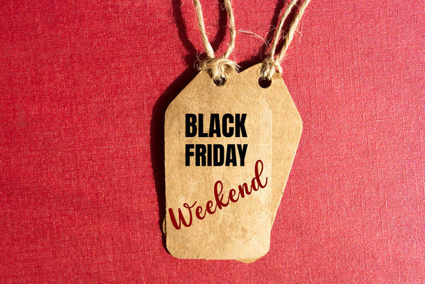 Black Friday. Sale tag on the red background - Zdjęcie, obraz