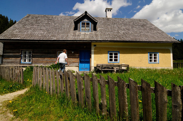alpesi gazdaság és parasztház, vidéken él a hegyekben - Fotó, kép