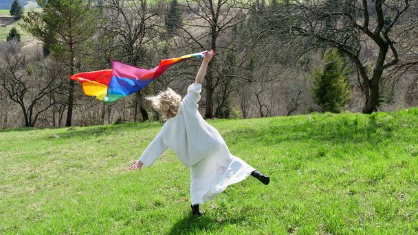 Woman with LGBT flag - Photo, Image