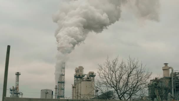 Nubes de humo tóxico saliendo de la chimenea de fábrica. - Metraje, vídeo