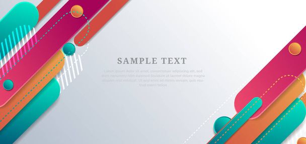 Abstract green orange and pink geometric rounded line diagonal dynamic overlapping background with copy space for text. Modern concept. Vector illustration - Vector, Imagen