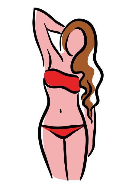 Young woman in bikini isolated - Vector, afbeelding